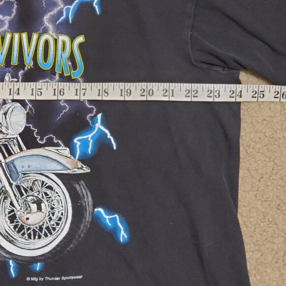 Vintage Mens Thunder Sportswear Graphic T-shirt Wolf, Motorcycle & Lightning - Picture 8 of 10